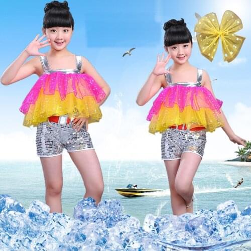 2018 Jazz New Vintage Costume Girl boy Dj Female Singers stage Nightclubs DS Show Children tops+pant Clothing Bar costume Y10638