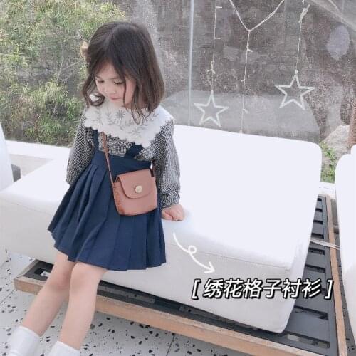 2020 Autumn New Girls Plaid Embroidered Shirt Toddler Baby Long Sleeve for Cotton Fashion Tops Clothing Children Fashion Shirts