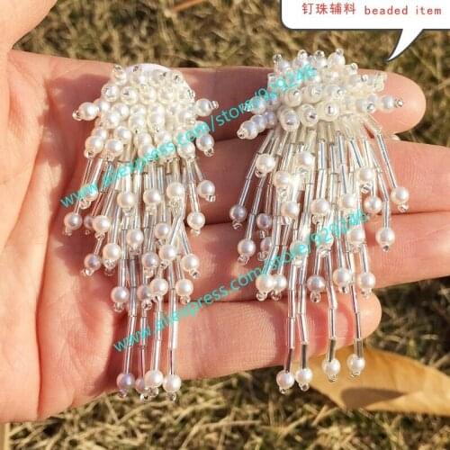 Wholesale 50pc fancy pearl fringe for doll decoration DIY ear-ring haridress pearl tassel fashion garment collar sewing-on pearl