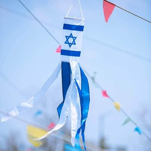 Israel Flag Patriotic Wind Sock Flag Israel Independant Day Decorations Waterproof Fade Resistant Outdoor Garden Windsock