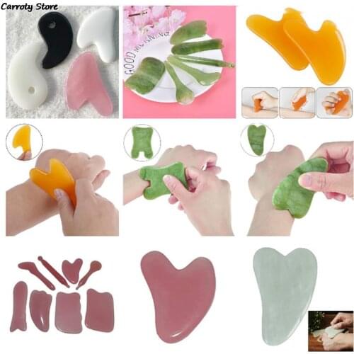 Beeswax/Quartz/Jade Scraping Massage Scraper Face Massager Acupuncture Gua Sha Board Acupoint Face Eye Care SPA Massage Tool