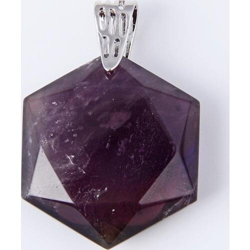 New Faceted Cubic Hexagonal Natural Stone Pendants for Necklaces Blue Sand Purple Quartz Charm Chakra Reiki Women Men Jewelry