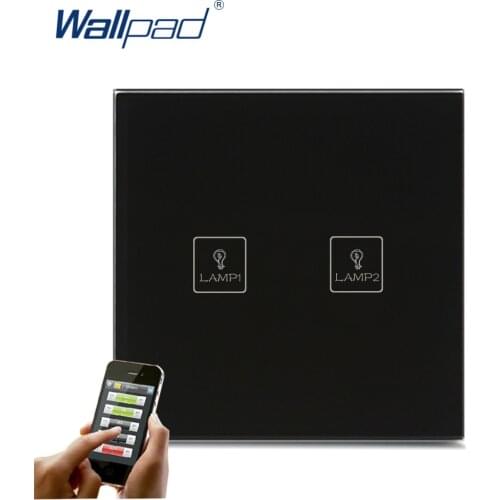 Best Quality WIFI Remote Switch Wallpad Black Glass 110-250V LED APP Wireless 2 Gang WIFI App Electric Touch Hotel Light Switch