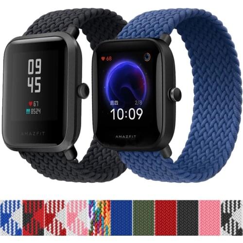 20mm 22mm nylon strap For Amazfit GTS 2/2e/2 Mini/GTR 42mm 47mm/GTR 2/2e/stratos 2/3 Amazfit Bip lite Braided Solo Loop band
