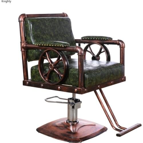 Schoonheidssalon Retro Barber Chairs Soft Salon Stools Beauty Salon Retro Armchair Adjust Makeup Chair Hair Salon Furniture L