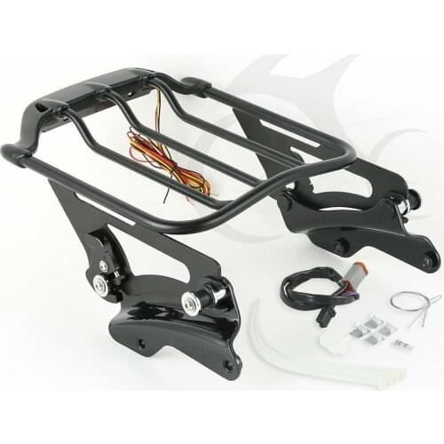 Motorcycle Detachable Luggage Rack+ Docking Hardware Kit W/ Light For Harley Touring Road Street Glide 14-18