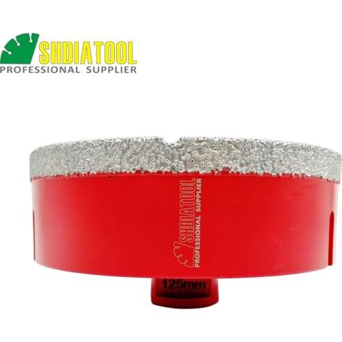 SHDIATOOL 1pc M14 Dia 125mm Vacuum Brazed Diamond Drill Core Bit Drilling Bit For Granite Marble Ceramic Hole Saw
