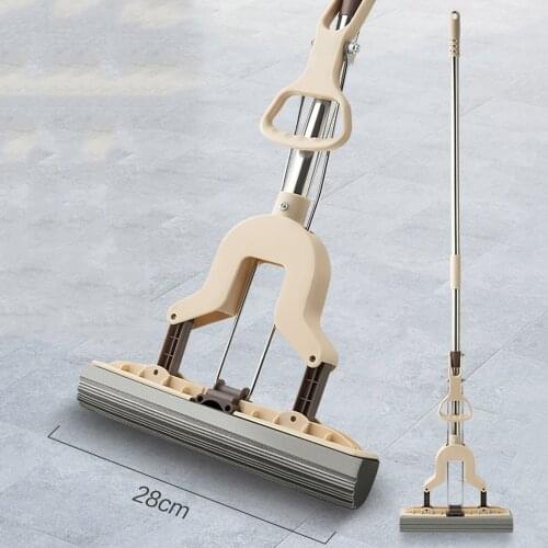 Sponge Mop Household Wet And Dry Dual-use Half-folding Water-absorbing Glue Cotton Head Mop Bathroom Lazy Mops Retractable