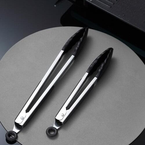 Food Silicone BBQ Grilling Tong Kitchen Cooking Salad Bread Steak Non-Stick Heat-resistant Baking Pliers Locking Clamp Gadgets