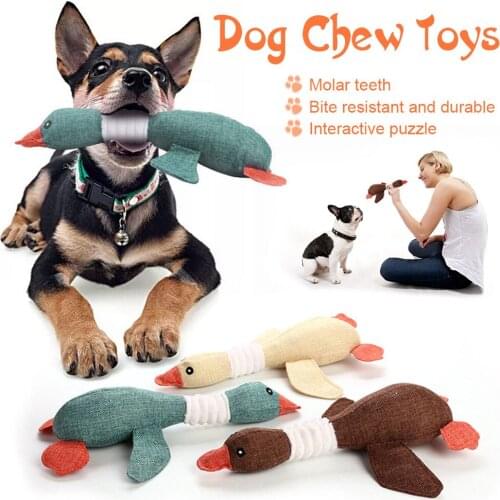 Cute Pet Dog Cat Plush Squeak Sound Dog Toys Funny Cotton Linen Durability Chew Molar Toy Fit for All Pets Creative Duck 3colors