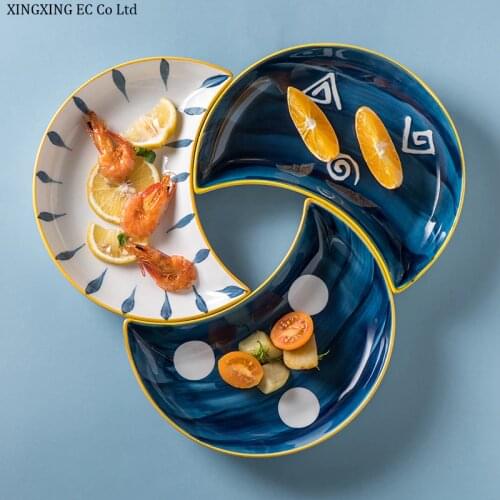 Bone China Irregular 9-inch Moon Plate Japanese Creative Snack Plate Household Platter Simple Personality Tableware Combination