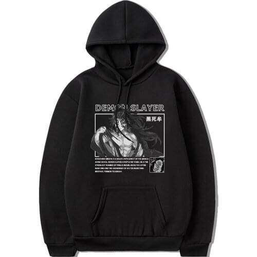 Japanese Anime Demon Slayer Kokushibou Print Hoodie Women Streetwear Sweatshirts Male Cartoon Kawaii Pullover Print Fashion Top