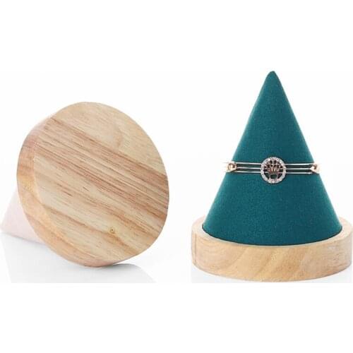 Velet Natural Wood Bangle Cone bracelet Holder Bague Ring Jewelry Display Stand Organizer Storage Rack Showcase for Exhibit