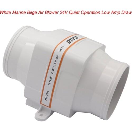 IZTOSS White Marine Bilge Air Blower 24V Quiet Operation Low Amp Draw 4 Inch In-Line Marine Bilge Air Blower Fan Blower Vents