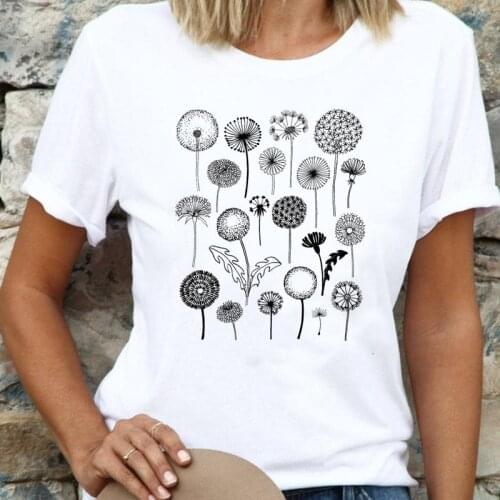 Women Cartoon Plant Summer Beach 90s Ladies T Top Shirt Regular Lady Fashion Tee Print Female Graphic Short Sleeve T-Shirts