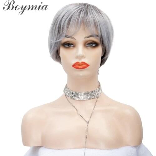 Boymia synthetic short white color Wig for white black hair wig cosplay female wig halloween wonder women fashion wig