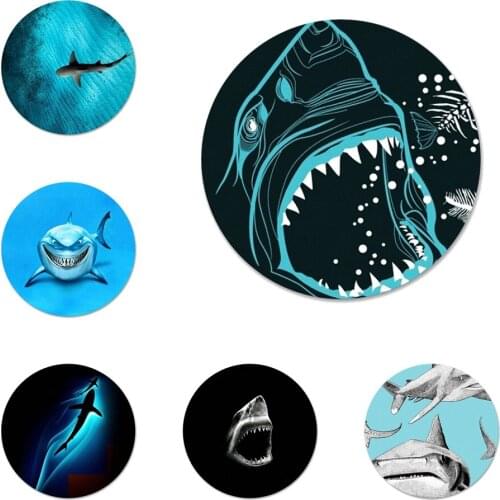 58mm Animal Hockey Shark Icons Pins Badge Decoration Brooches Metal Badges For Backpack Decoration