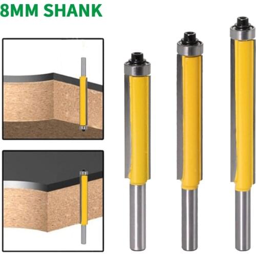 1PC 8MM Shank Milling Cutter Wood Carving 2" Flush Trim Router Bit with Bearing For Wood Template Pattern Bit Tungsten Carbide