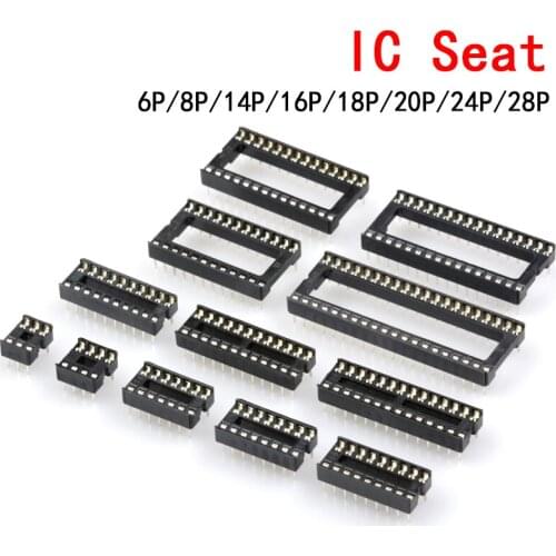 10pcs IC seat 6P/8P/14P/16P/18P/20P/24P/28P DIP IC sockets Adaptor Solder Type 28 pin Narrow body DIP Sockets MCU seat 24PIN