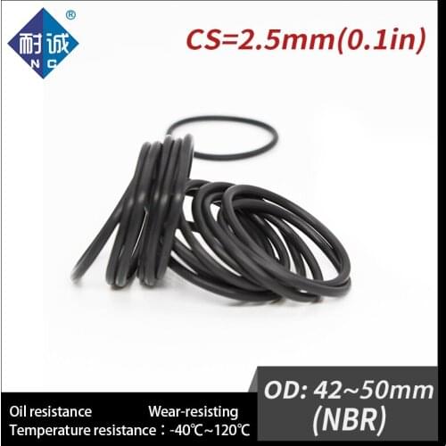 10PCS/lot Rubber Black NBR CS2.5mm OD42/44/45/48/50mm O Ring Gasket Oil resistant waterproof