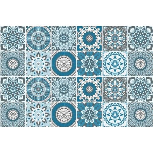 R7RC 10pcs Mandala Self-Adhesive Wall Tile Decals Peel Stick Floor Staircase Stickers Waterproof Removable Backsplash Sticker