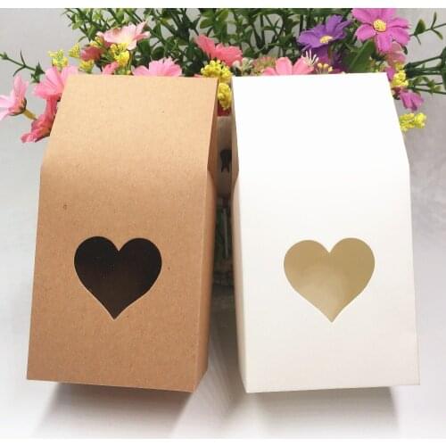24pcs Kraft paper bags/boxes recyclable for wedding/Gift/Jewelry/Food/Candy/tea Packaging bag 8*5*16cm stand up window Paper Box