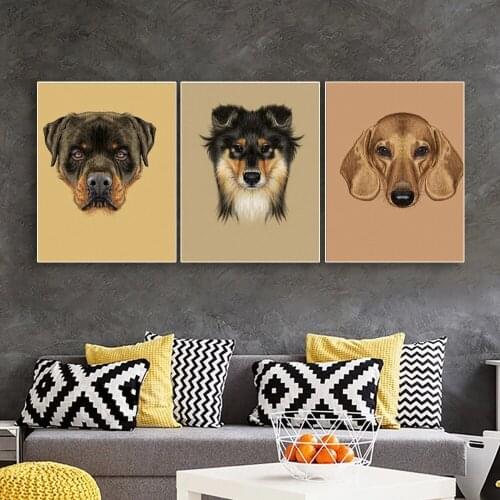 3 Panel Animals Posters And Prints Dog Canvas Painting Artwork Wall Pictures For Living Room House Modern Home Decoration