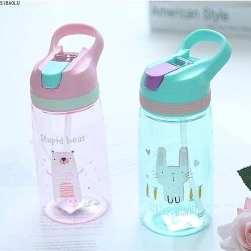 450ml Kids Water Bottle With Straw BPA Free Healthy Plastic Portable Cute Sports Children Baby Drink Water Bottles Drinkware