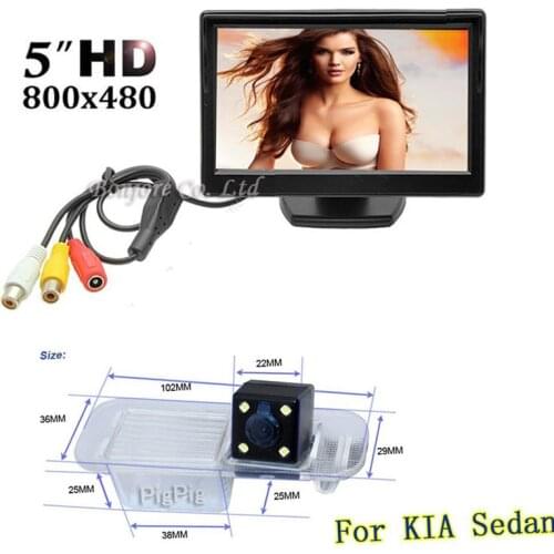 5 Inch LCD Screen Monitor Display 800 x 480 with CCD Car rear view camera for KIA K2 Rio Sedan waterproof night vision Parking