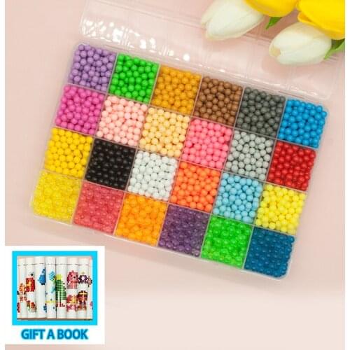 6000pcs 24 Colors Refill Beads Puzzle Crystal DIY Water Spray Beads Set Ball Games 3D Handmade Magic Toys for Children