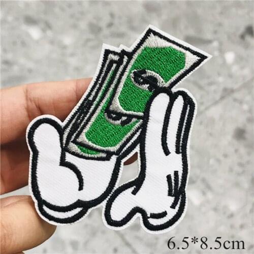 7Pcs/set Novel Power Dollar Cash Embroidery Sew On Patches Applique Badge Craft DIY For Children Clothes Trousers Sticker