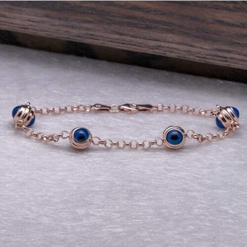 925 Sterling Silver Bracelet with Evil Eye Bead