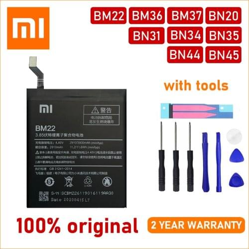 Xiao Mi Original For Xiaomi BM22 BM36 BM37 BN20 BN31 BN34 BN35 BN44 BN45 High Quality Batteries With Tools+Tracking Number