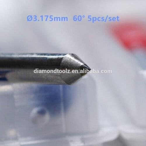 Talentool Free Shipping 5pcs/set Diamond Drag Engraving Bit with 60 degree Dia 3.175mm for cnc machine