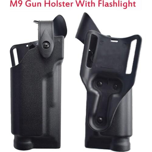 Army Military Accessories Beretta M9 92 96 Gun Holsters With Flashlight Tactical Hunting Airsoft Pistol Quick Drop Belt Holsters