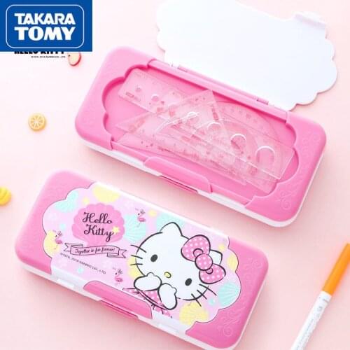 TAKARA TOMY fashion cartoon Hello Kitty stationery box three-layer large-capacity student cute pink pencil case