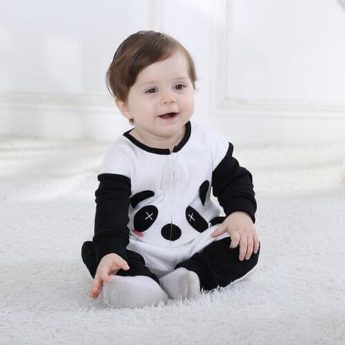 Black White Panda Character Newborn Baby Romper Fleece Cotton Newborn Baby 1 Year Old Toddlers Overalls Baby Clothes RL4-2