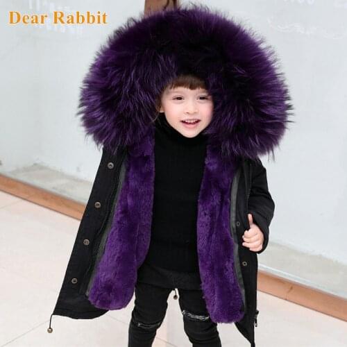 Children warm coat Boy baby girl clothes big faux fur collar detachable parka kids winter cotton clothing jacket infant overcoat