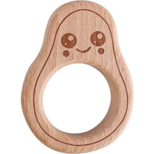Baby Beech Wooden Avocado Teether Infants BPA free Teething Soother Molar Toys Shower Gifts
