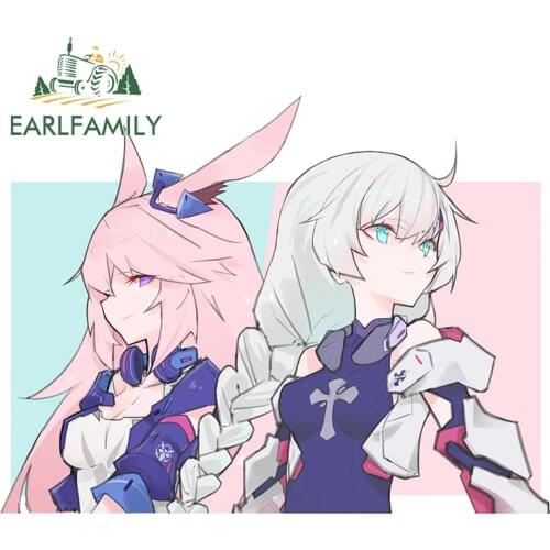 EARLFAMILY 13cm x 9.9cm for Honkai Impact 3 Cute Girl Anime Car Sticker Personality Skateboard Decal Creative Waterproof for RV
