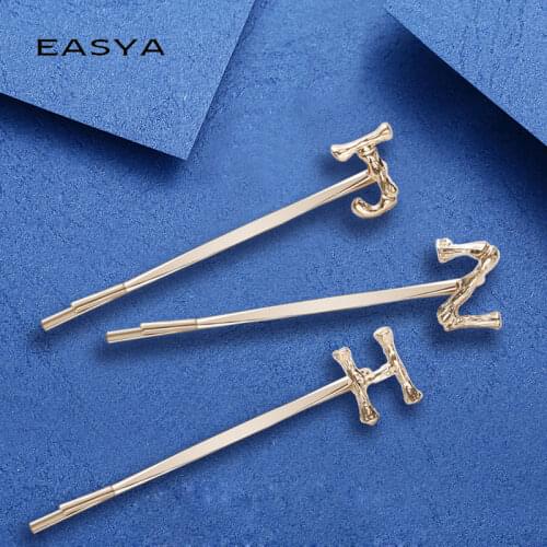 EASYA 1pcs Hairpins Metal Word Letters Hair Clips Wedding Hair Clips Accessories For Women 2021