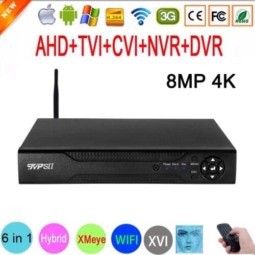 8MP CCTV Camera XMeye Audio Face Detection 4K Hi3531D H.265 4CH 8CH 8 Channel Hybrid Coaxial 6 in 1 XVI TVI CVI NVR WIFI AHD DVR