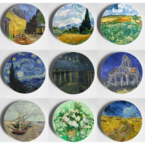 Van Gogh Oil Painting Plate Decorative Plate Hanging Plate Wall Plate European Decor Ceramic Plate Porcelain Plate Decoration