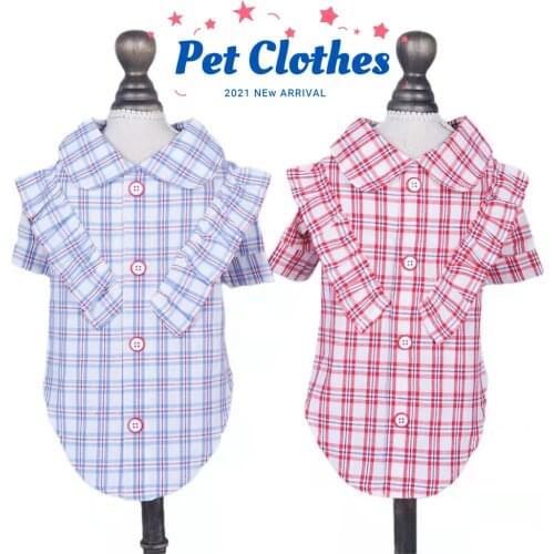Plaid Dogs Clothes Spring Summer Ladies Two Legs Cat Shirt Pet Coat For Small Dogs Chihuahua Yorkshire Fashion New Dog Clothing