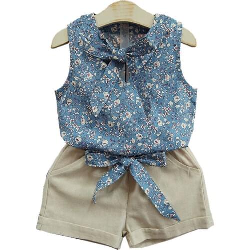 Girls Clothes Sets 2019 Summer Baby Girl Cute Vest T-shirt And Shorts Suits Fashion Kids Bow Princess Clothing Sets 2-6 Years