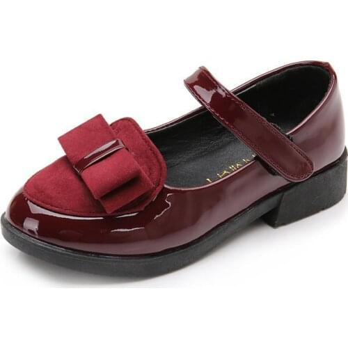 Girls Leather Shoes For Children Wedding Dress Princess School Shoes Kids Summer Fashion Bow-knot Black Student Sandals Korean