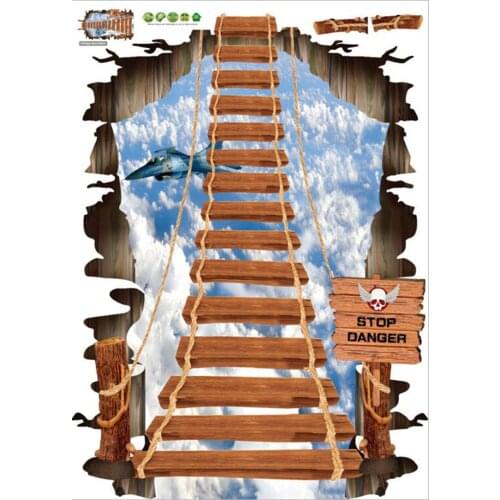 Creative 3D Hanging Suspension Bridge Floor Stickers Wall Sticker Living Room Bedroom Home Decor Decals Art Sticker Wall Poster
