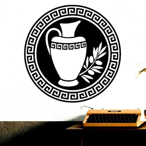 Crative Jug Olive Branch Wall Stickers Vinyl Greek Art Ornament Decal For Living Room Home Decor Self-adhesive Wall Decal CN110