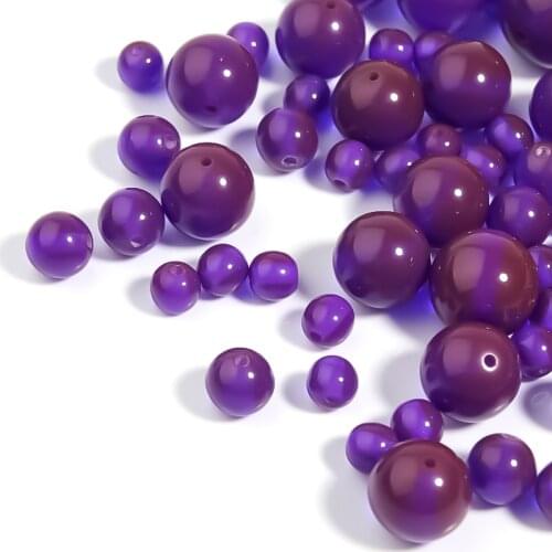 Ckysee 50pcs/package Natural Blue Resin Round Beads For Bracelet Jewelry Making DIY Jewelry Accessories Beads