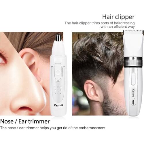 Kemei KM - 2172 2 in 1 Electric Hair Clipper Nose Ear Trimme with 2 in 1 function, featuring on shave hairs and trim nose / ear